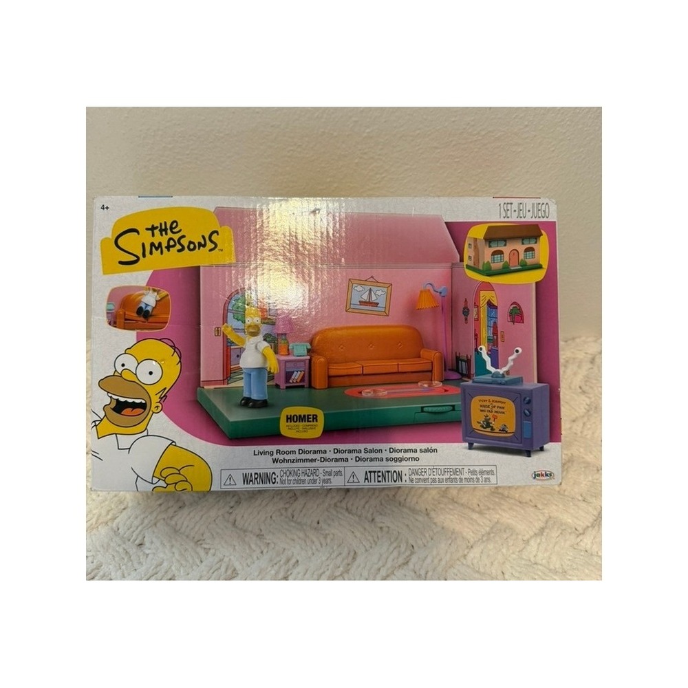 The Simpsons Living Room Diorama Playset Jakks Pacific Homer Figure New Box Wear